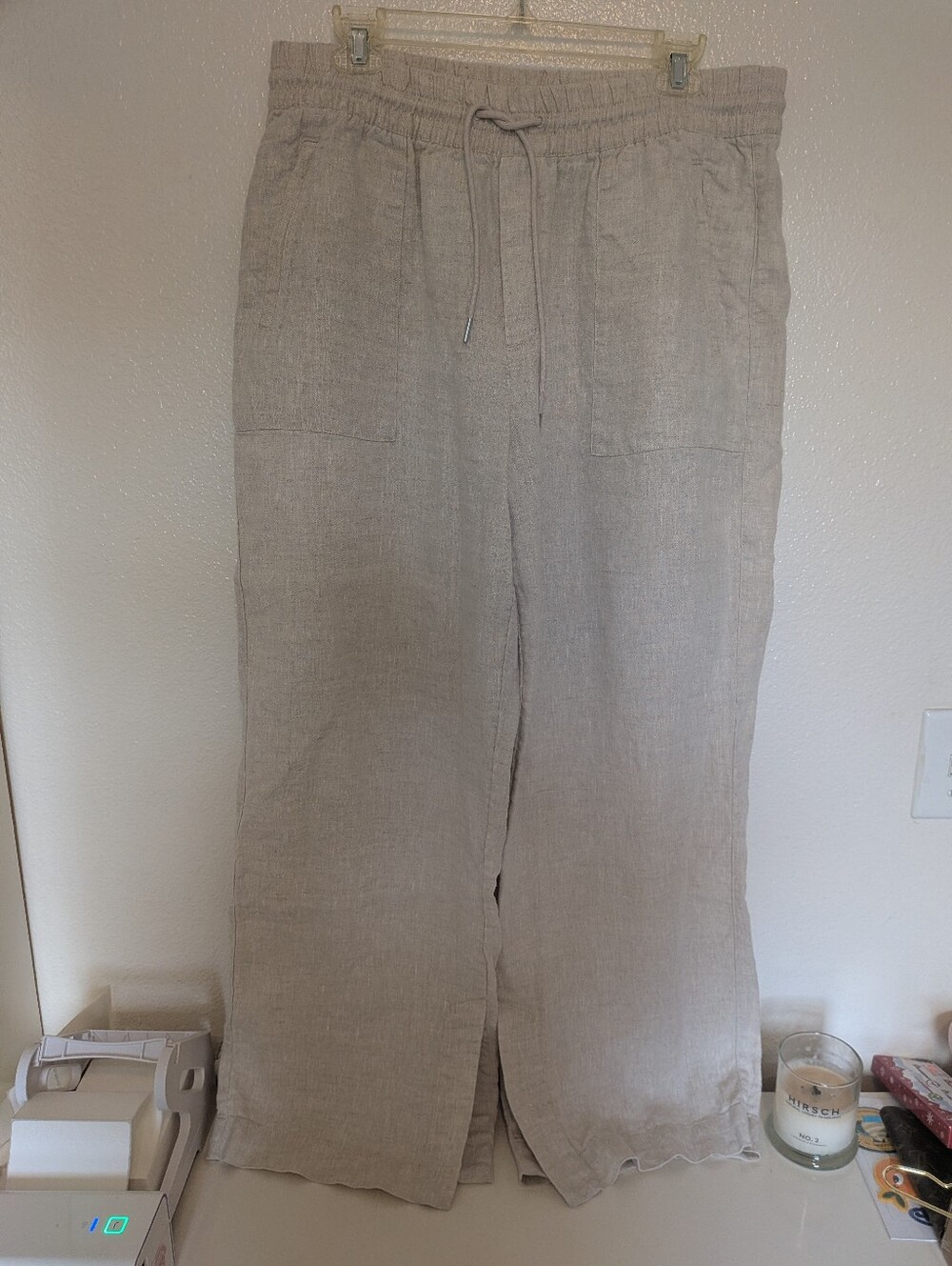 Athleta Cream Linen Wide Leg Pants Large